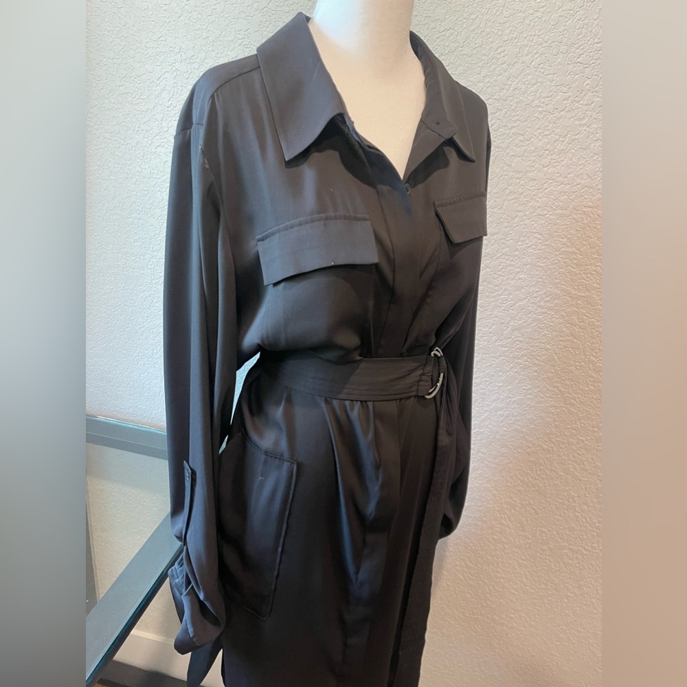 NWT White House Black Market Black Shirt Wrap Dress